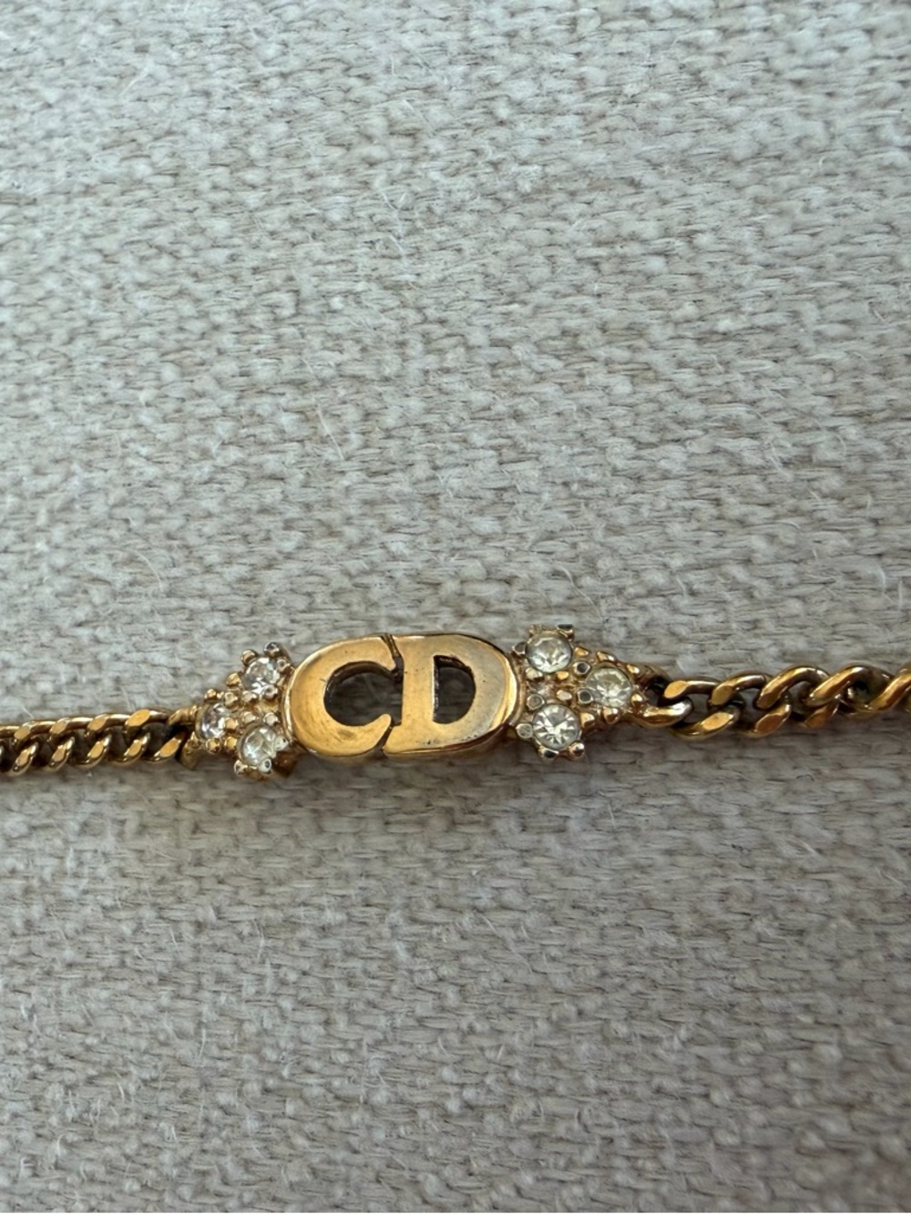 Authentic Dior Gold Tone CD Logo Crystal Accent Bracelet - Picture 2 of 3